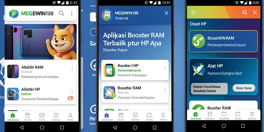 Tampilan antarmuka MEGEWIN188 yang menarik dan fungsional untuk Booster RAM.