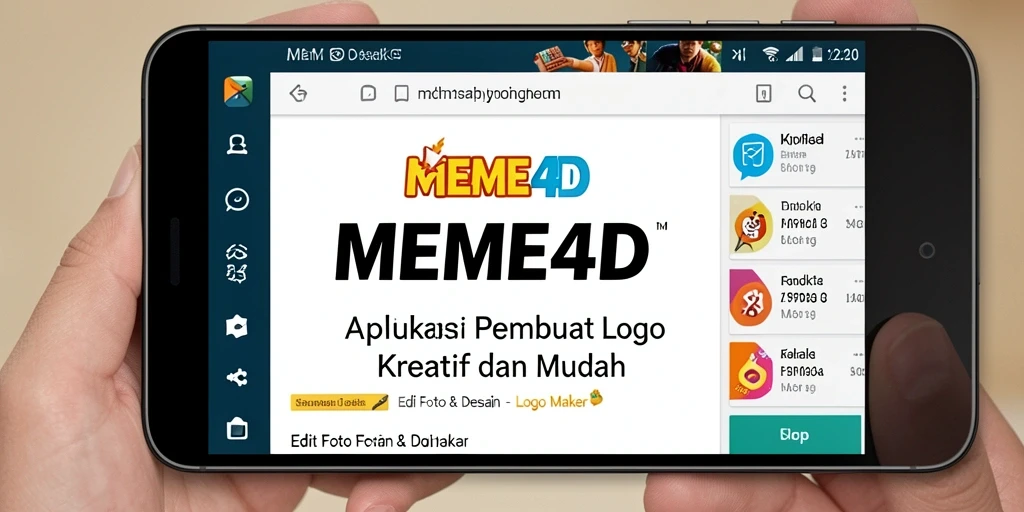 Antarmuka aplikasi MEME4D untuk membuat logo yang mudah dan intuitif.