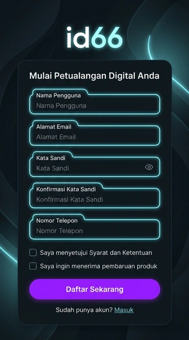 Tampilan halaman daftar id66